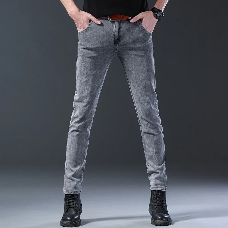 TRENDY Gray Slim Straight Jeans